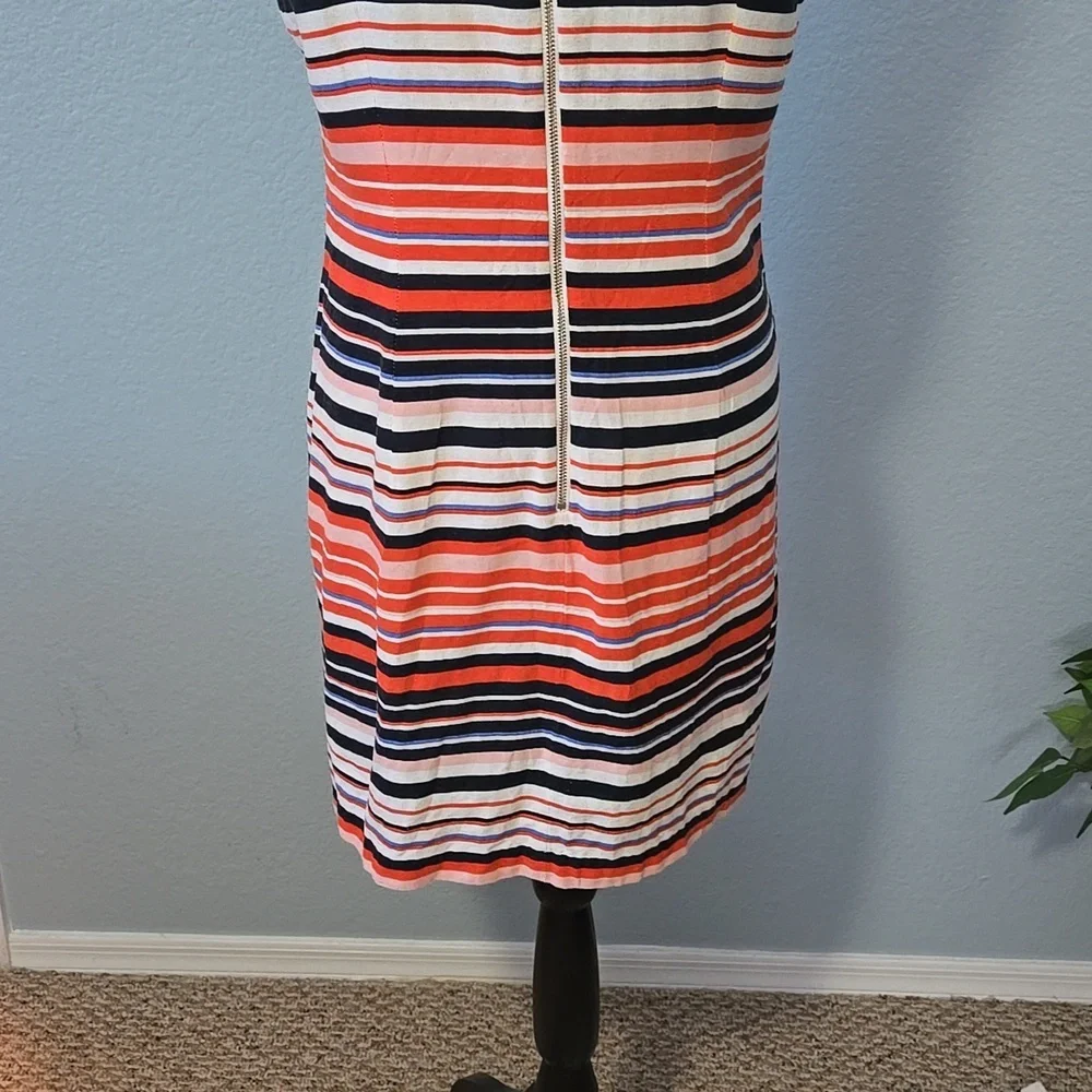 TOMMY HILFIGER Linen Halter Sheath Midi Dress Sz 12 Colorblock Preppy Collegiate - Picture 9 of 12